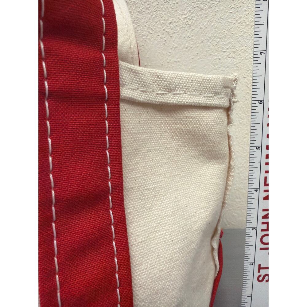 LL Bean Mini Boat And Tote Bag Canvas With Red - Picture 7 of 8